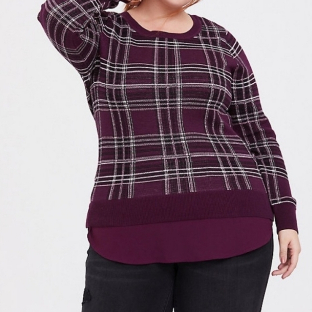 Torrid Pullover Crew Neck Burgundy Sweater - Picture 4 of 13